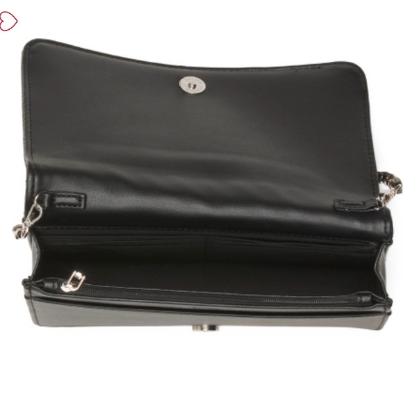 Badgley Mischka Black Quilted Crossbody Bag with Round Logo and Chain Strap - Picture 3 of 16